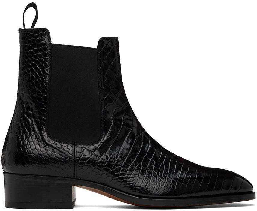 TOM FORD Black Croc Hainaut Chelsea Boots Cover