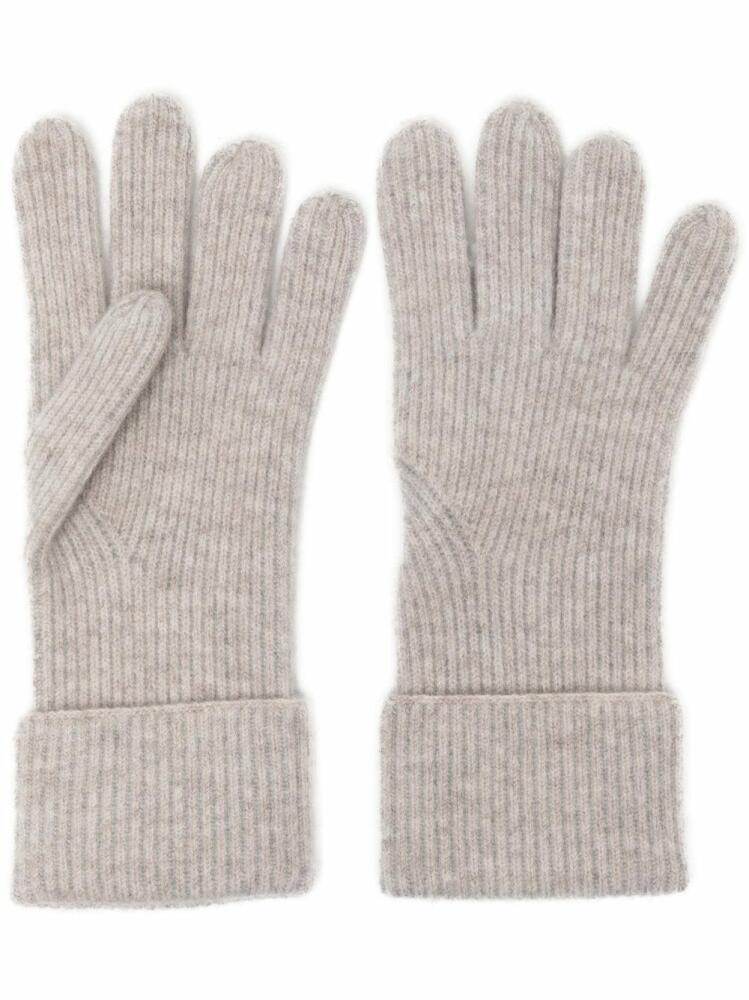 N.Peal ribbed-knit cashmere gloves - Grey Cover