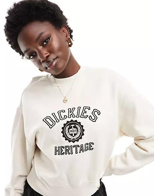 Dickies Oxford graphic sweatshirt with chest print in cloud-Black Cover