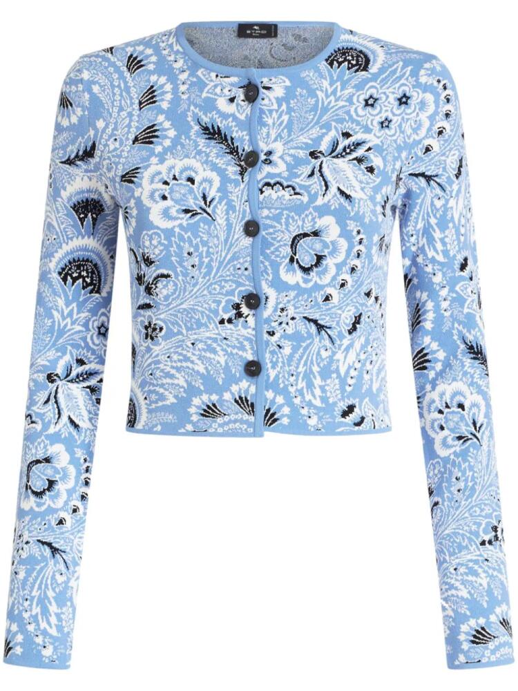 ETRO cropped paisley-jacquard cardigan - Blue Cover