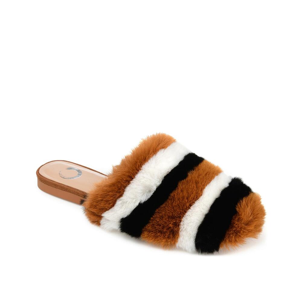 Journee Collection Evelin Scuff Slipper | Women's | Brown/Black/White Stripe Cover