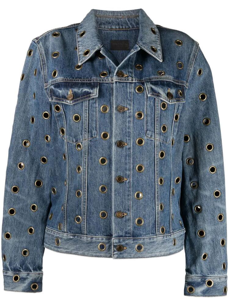 Saint Laurent eyelet-embellished denim jacket - Blue Cover