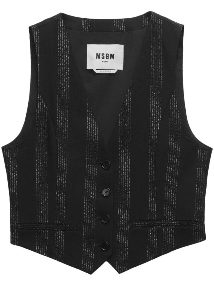 MSGM striped single-breasted gilet - Black Cover