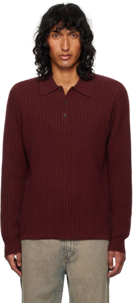 Guest in Residence Burgundy Theo Waffle Polo Cover