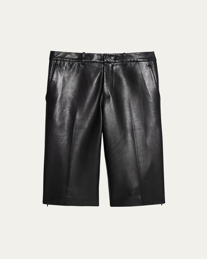 Helmut Lang Slit Hem Leather Shorts Cover