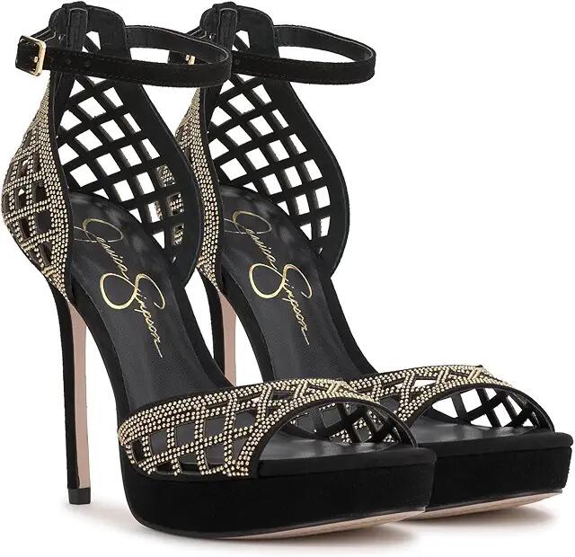 Jessica Simpson Herora Embellished Platform Sandals (Black) High Heels Cover