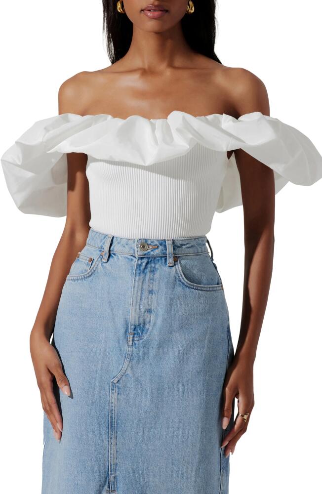 ASTR the Label Cherie Ruffle Off the Shoulder Top in White Cover