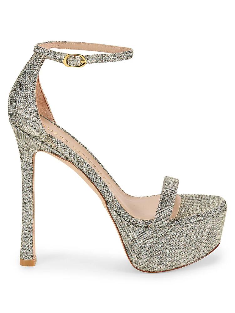 Stuart Weitzman Women's Nudistcurve Metallic Platform Sandals - Platino Cover