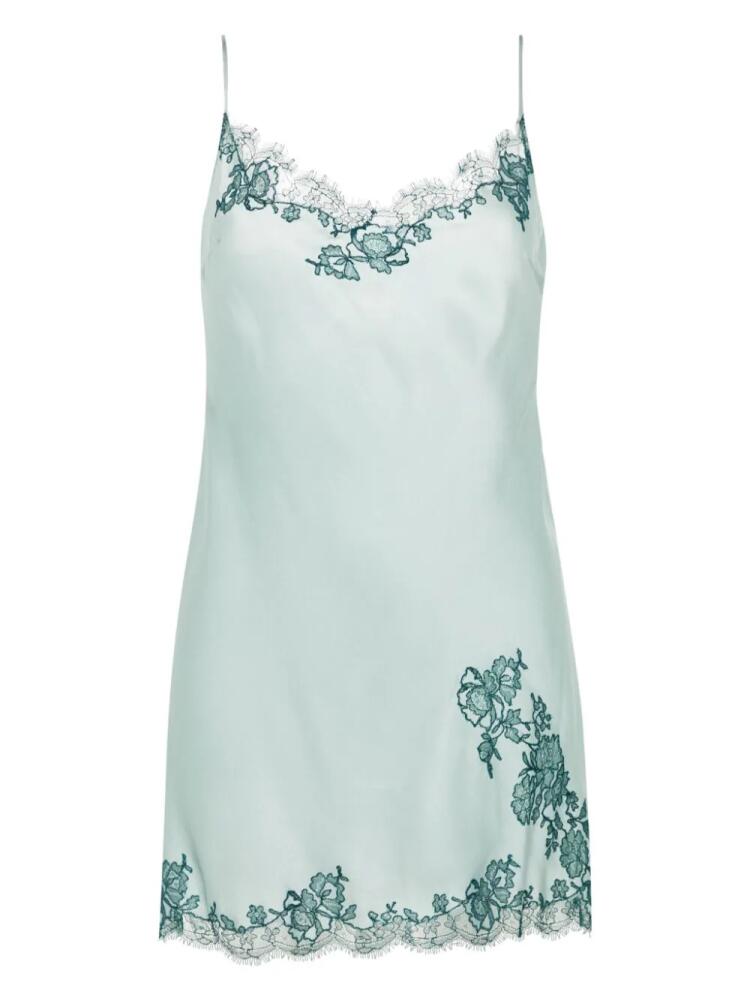 Carine Gilson lace-trim silk slip dress - Blue Cover