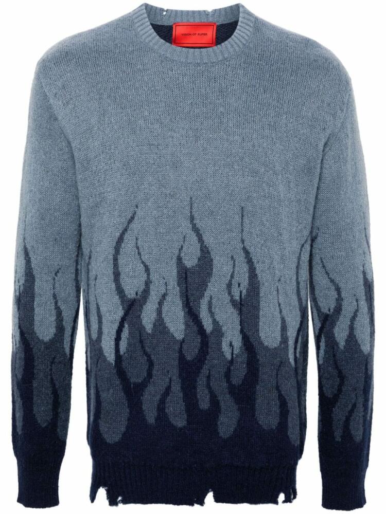 Vision Of Super flame-jacquard sweater - Blue Cover