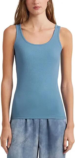 LAUREN Ralph Lauren Cotton-Blend Tank Top (Pale Azure) Women's Sleeveless Cover