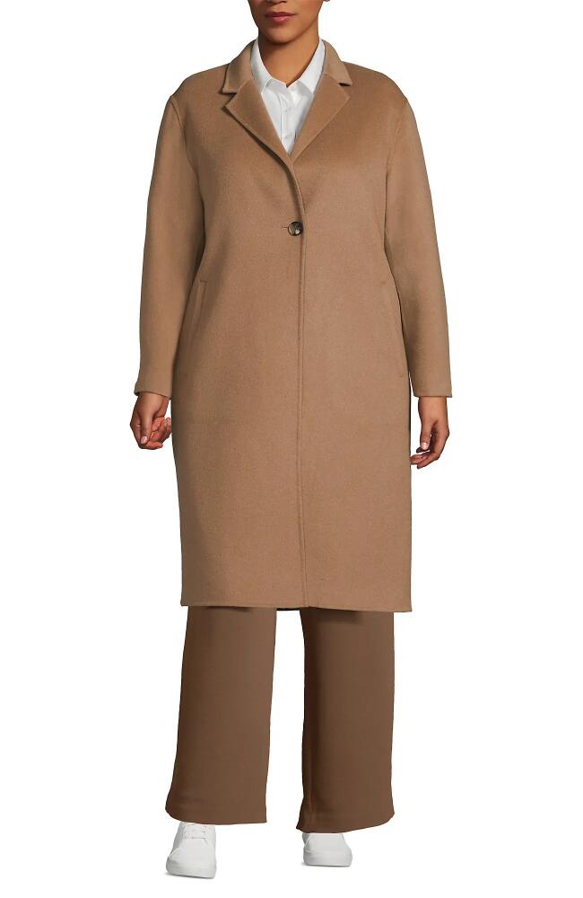 Lands' End Plus Size Wool Top Coat in Honey Beige Cover