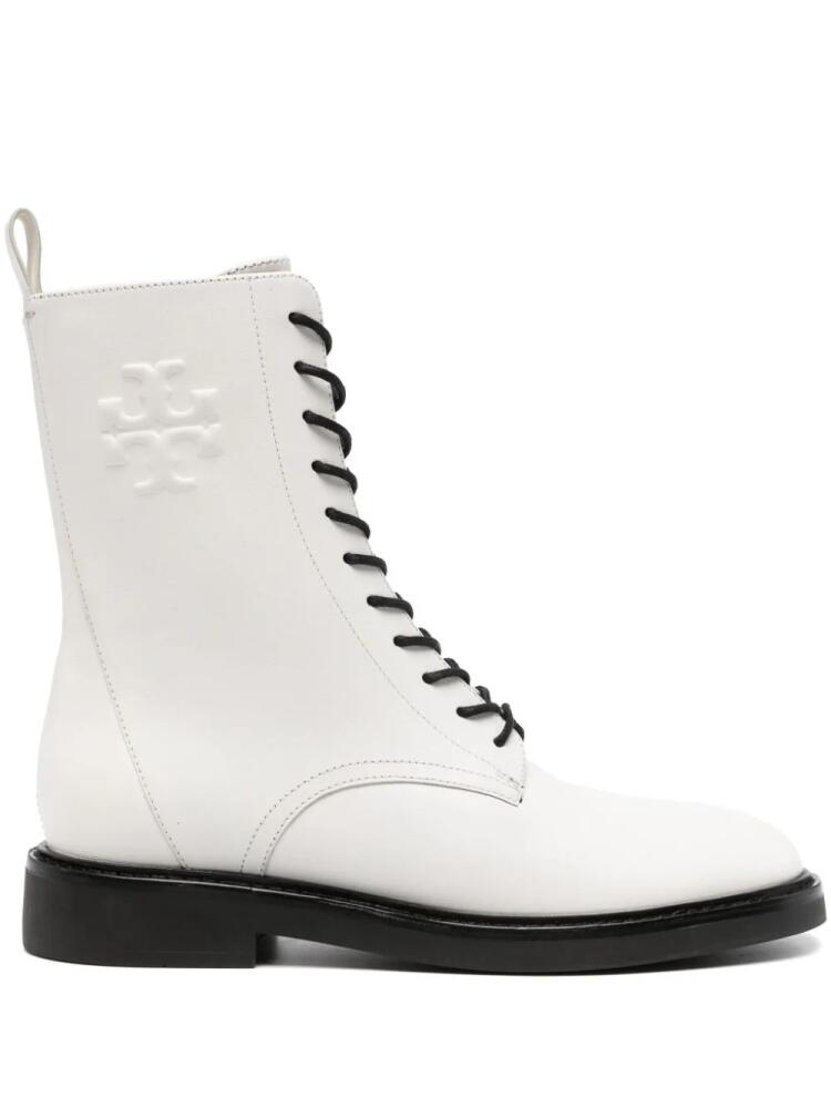 Tory Burch Double T-embossed leather boots - White Cover