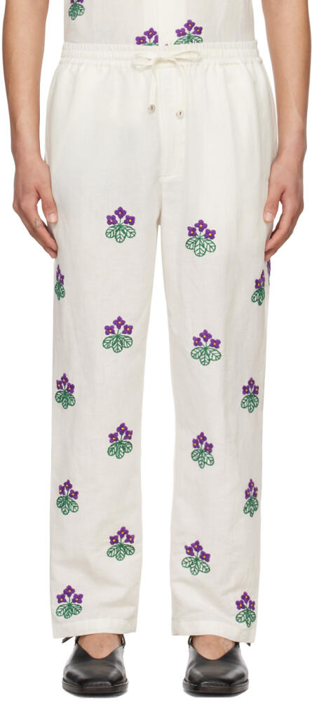 HARAGO Off-White Floral Trousers Cover