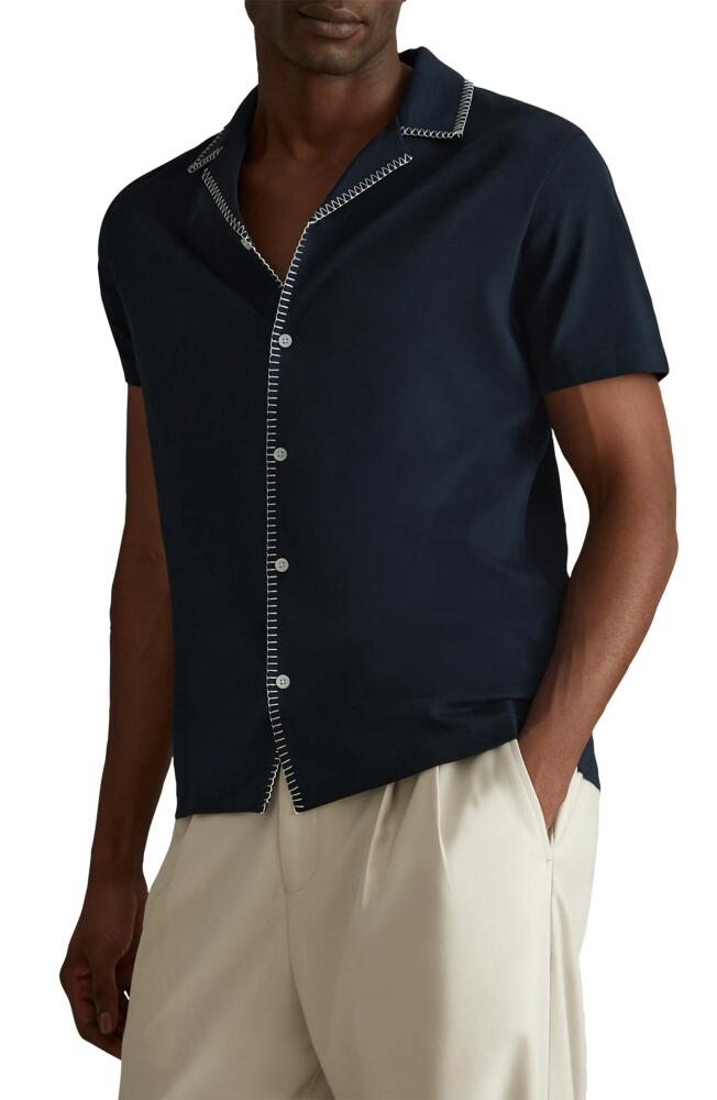 Reiss Harbour Contrast Stitch Camp Shirt in Navy Cover