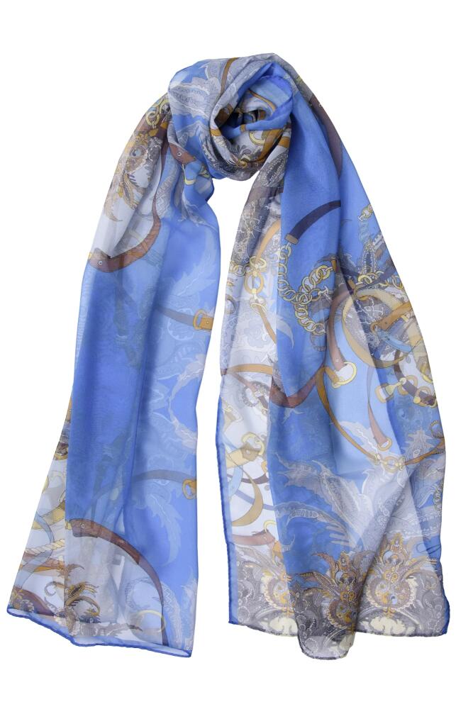 Elizabetta Alessandra - Long Sheer Silk Scarf for Women in Blue Cover