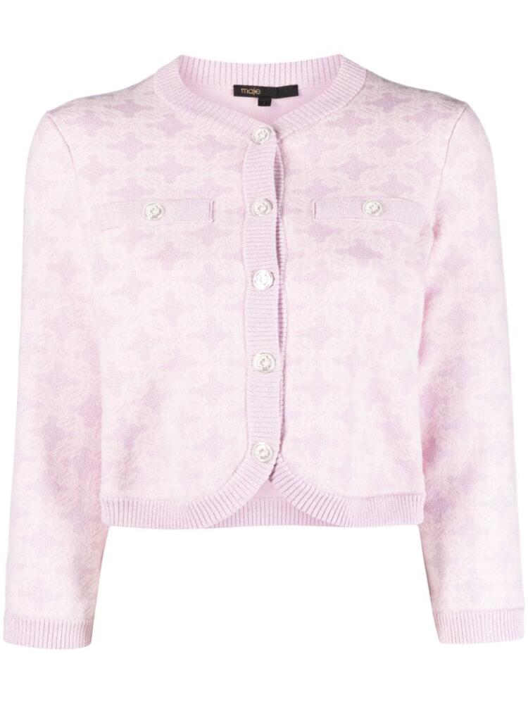 Maje cropped jacquard-knit cardigan - Pink Cover