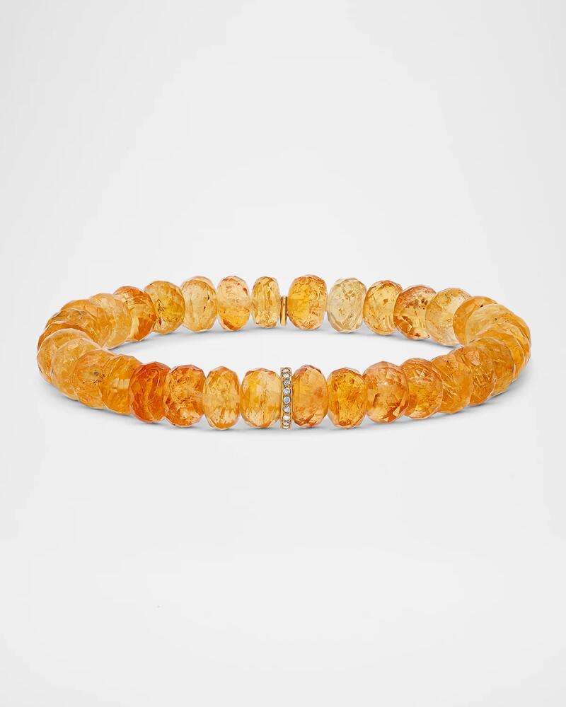 Sheryl Lowe Imperial Topaz 8mm Bead Bracelet with 1 Diamond Rondelle Cover