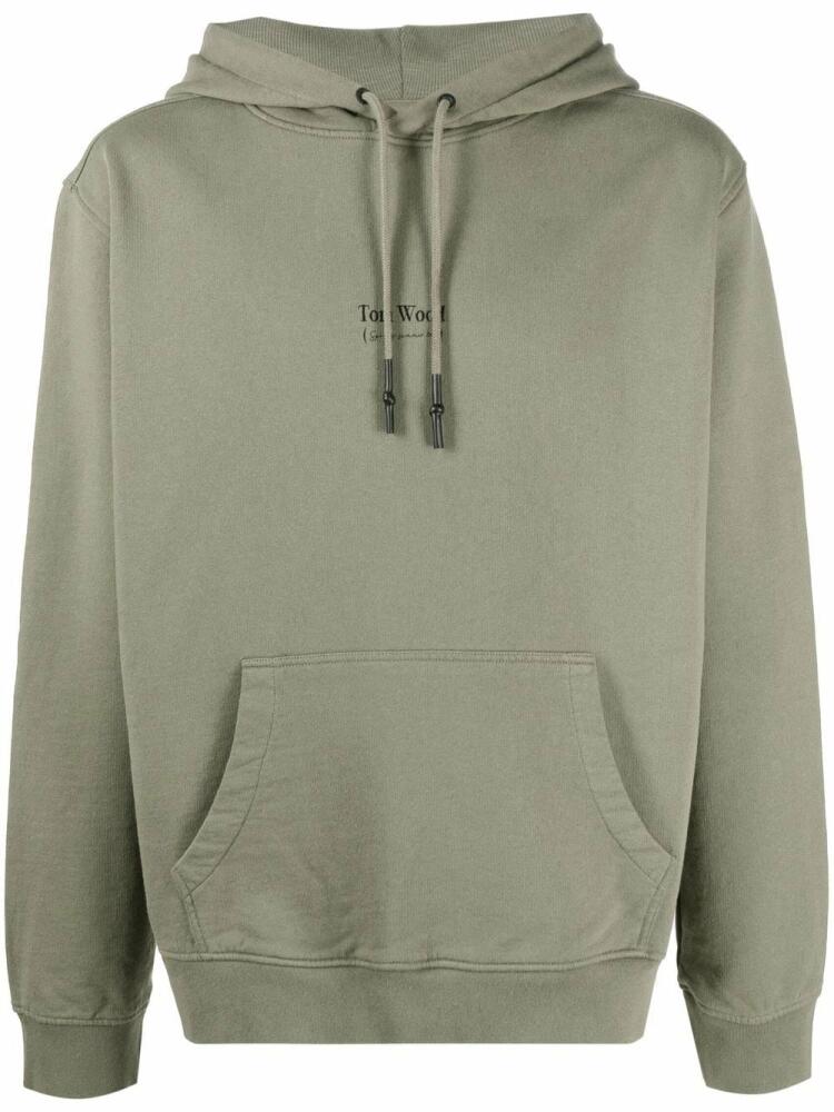 Tom Wood logo-print drawstring hoodie - Green Cover