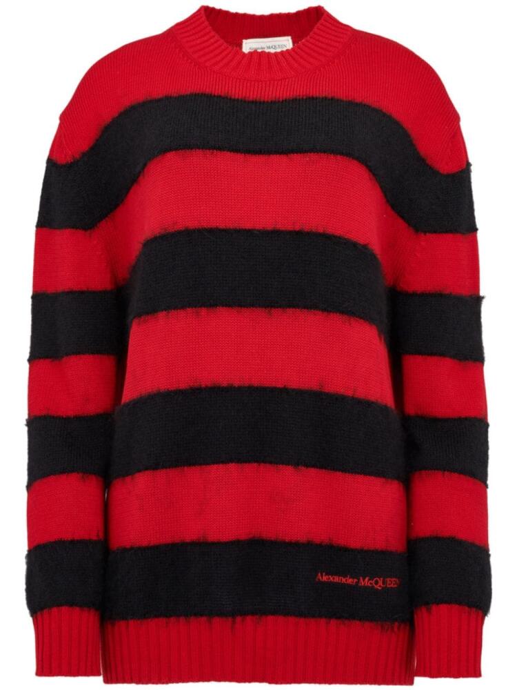 Alexander McQueen striped cotton jumper - Red Cover