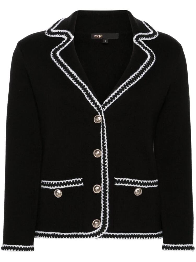 Maje contrasting-trim buttoned cardigan - Black Cover