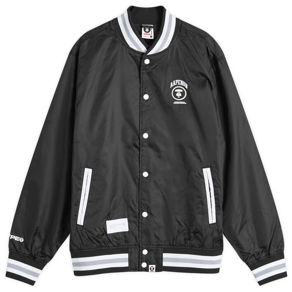 Men's AAPE Logo Varsity Jacket in Black Cover