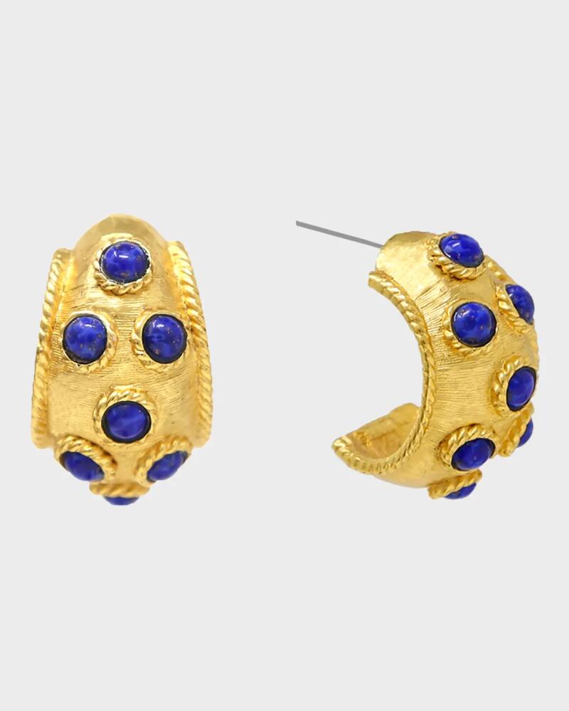 Ben-Amun Hoop Earrings. Gold/Blue Cover