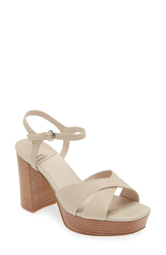 Jeffrey Campbell Seraphin Ankle Strap Platform Sandal in Cream Tan Stack Cover