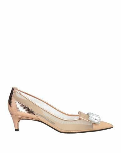 Sergio Rossi Woman Loafers Rose gold Leather, Textile fibers Cover