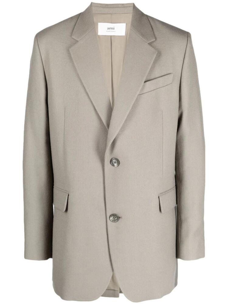 AMI Paris single-breasted virgin-wool blazer - Neutrals Cover