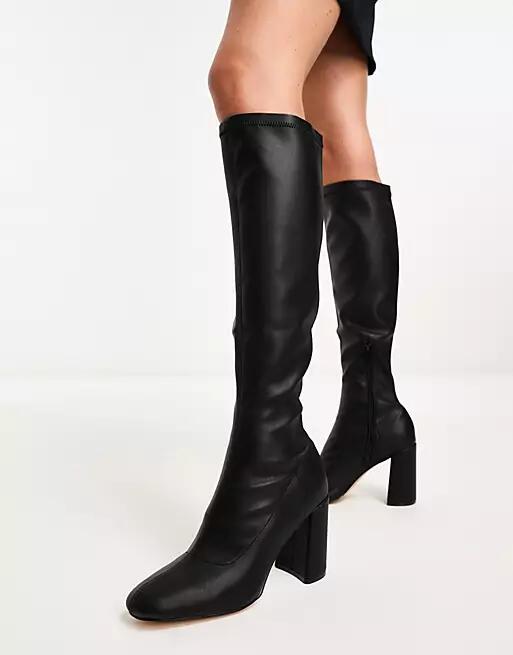 London Rebel knee high sock boots in black Cover