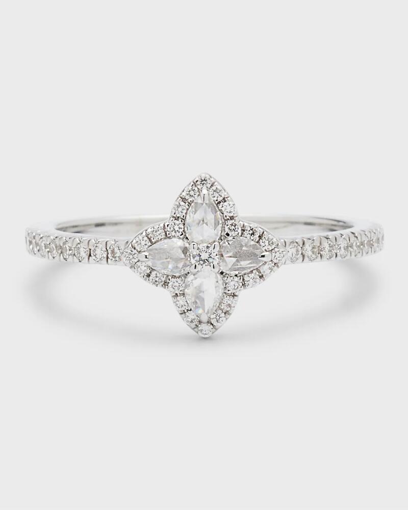 64 Facets 18k White Gold Blossom Motif Diamond Ring, 0.34tcw Cover