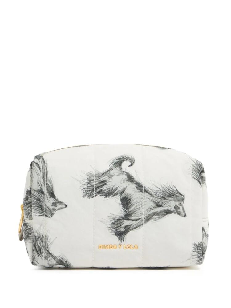 Bimba y Lola medium Greyhound-print makeup bag - White Cover