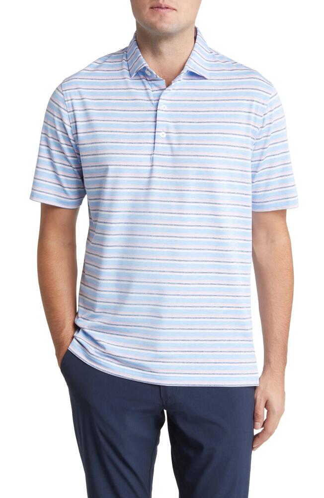 johnnie-O Crew Stripe PREP-FORMANCE Polo in Maliblu Cover