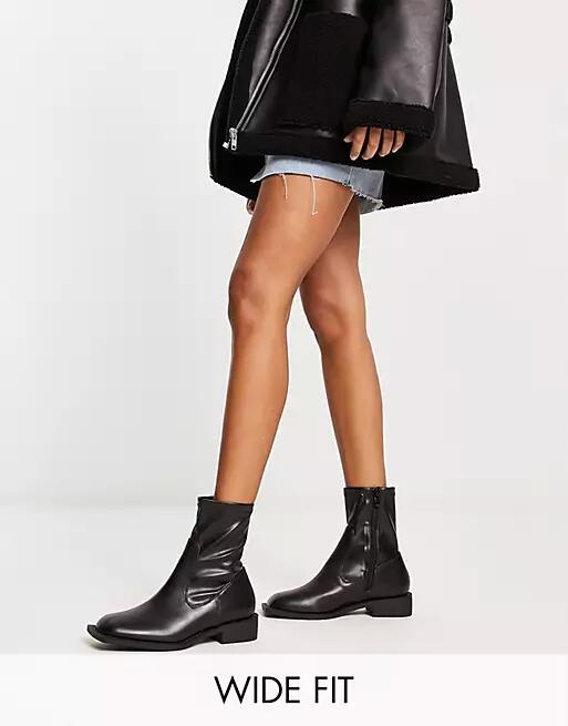 RAID Wide Fit Annelien square toe sock boots in black - excusive to ASOS Cover