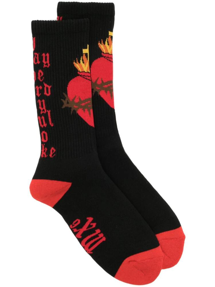 SAINT MXXXXXX heart-motif cotton-blend socks - Black Cover