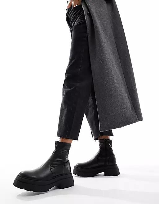 London Rebel chunky sock boots in black Cover