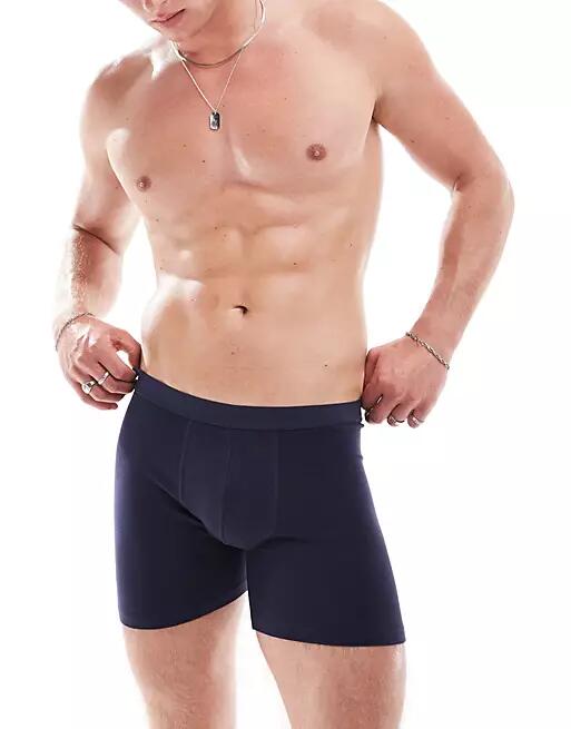 ASOS DESIGN long boxer briefs in navy Cover