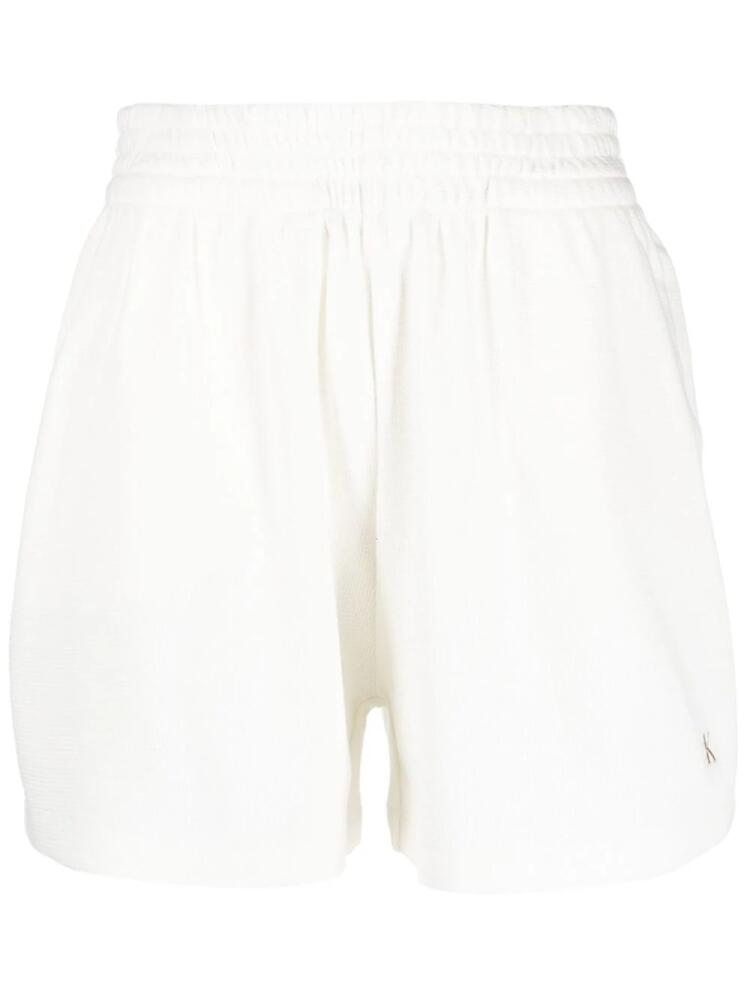 Calvin Klein Jeans logo-embroidered waffle shorts - White Cover