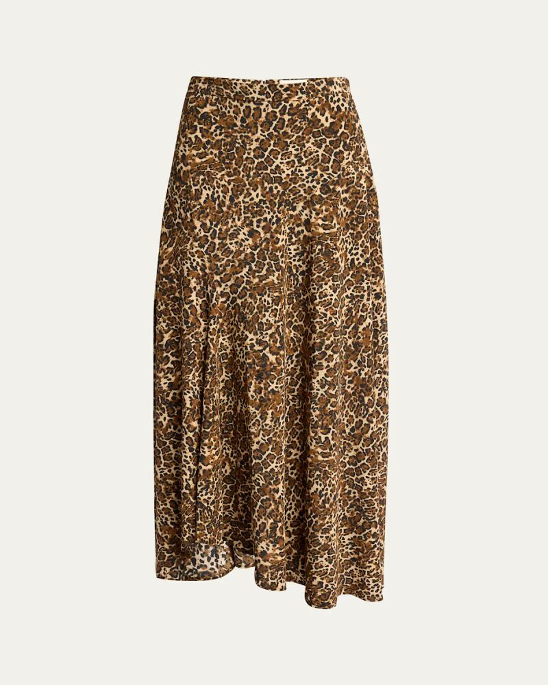 Isabel Marant Sakura Cheetah Print Silk Midi Skirt Cover