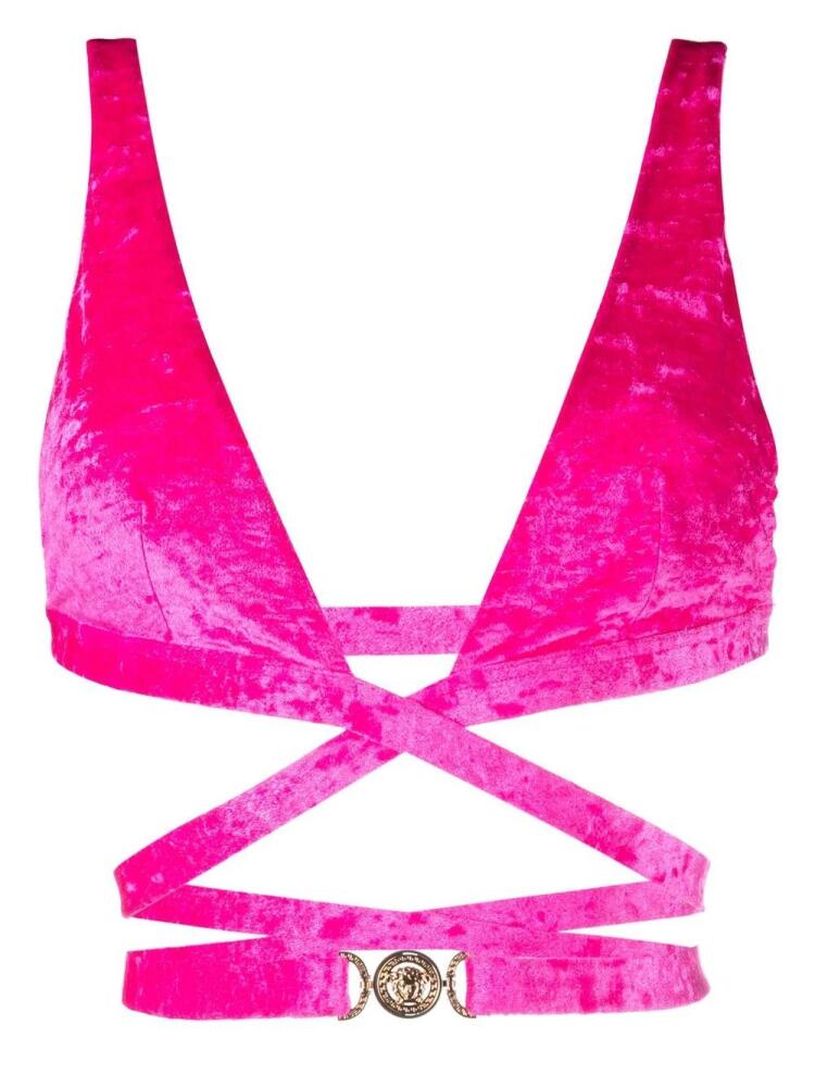 Versace Medusa plaque triangle bikini top - Pink Cover