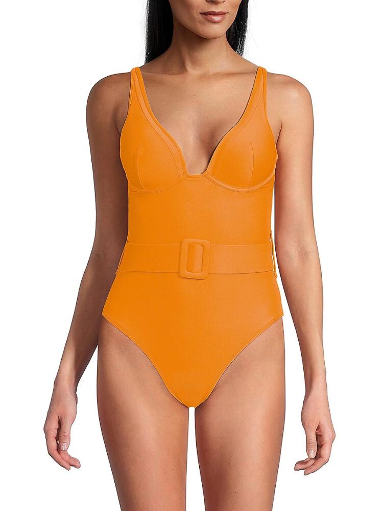 Hutch Women's Belted One Piece Swimsuit - Tangerine Cover