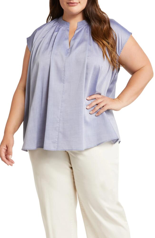 HARSHMAN Finch Cotton Popover Top in Ice Blue Cover