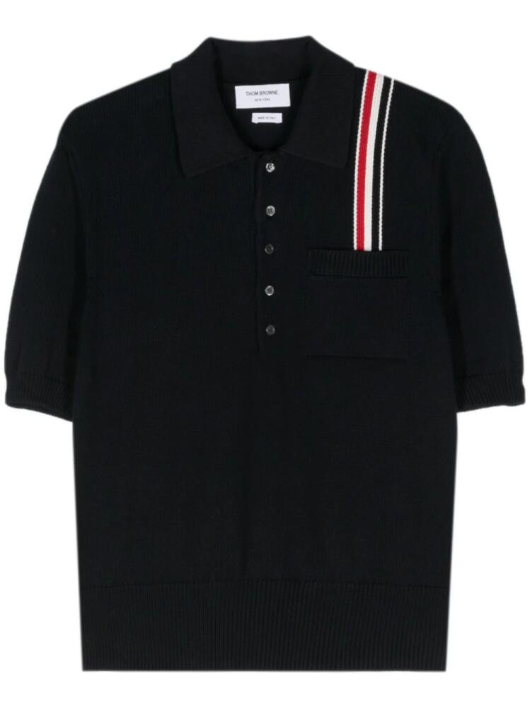 Thom Browne RWB-stripe knitted polo shirt - Blue Cover