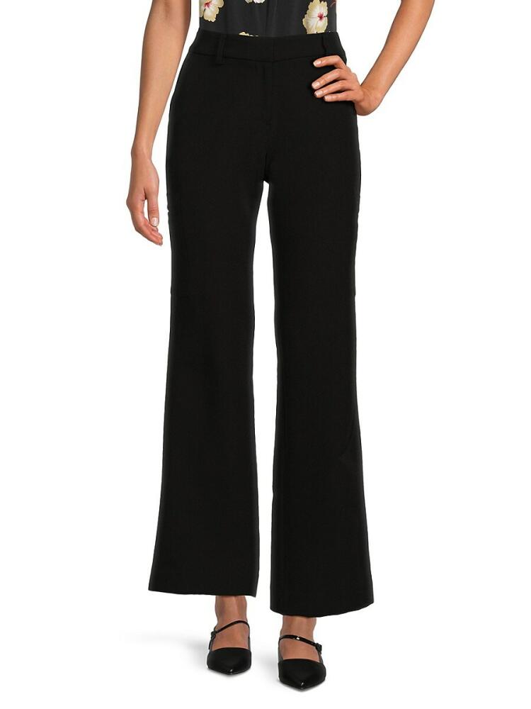 DKNY Women's Flat Front Wide Leg Pants - Black Cover