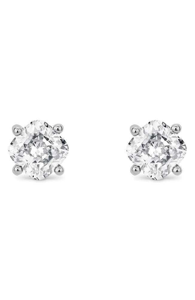 LIGHTBOX 1-Carat Lab Grown Diamond Cushion Stud Earrings in White/14K White Gold Cover