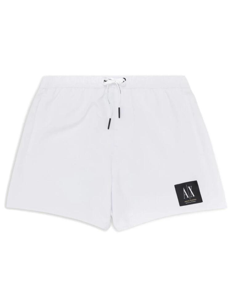 Armani Exchange logo-patch swim shorts - White Cover