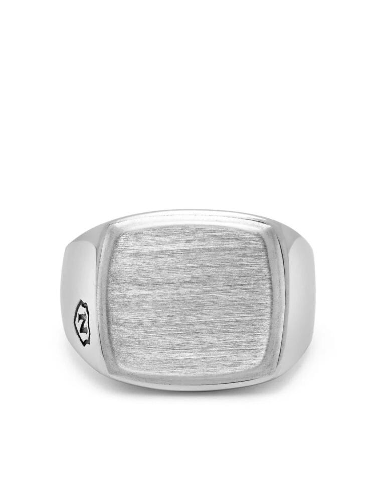 Nialaya Jewelry brushed-finish logo ring - Silver Cover