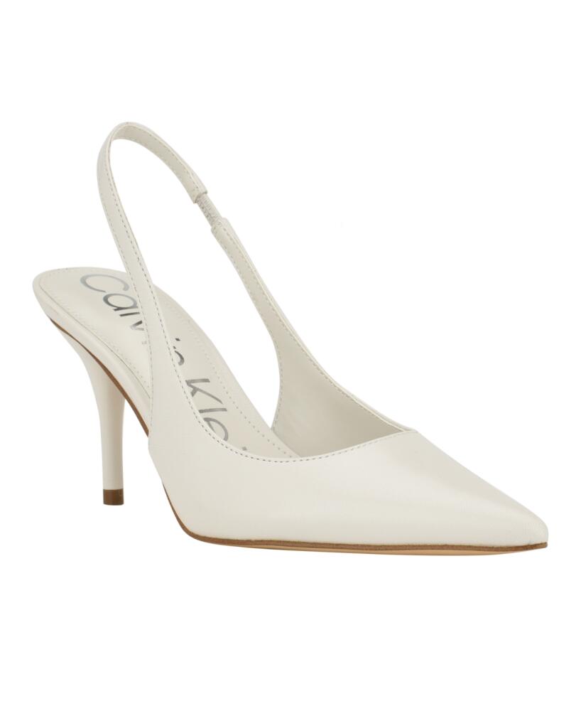 Calvin Klein Women's Cinola Pointy Toe Slingback Pumps - Ivory Leather Cover