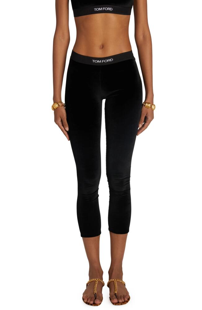 TOM FORD Signature Velour Crop Leggings in Black Cover